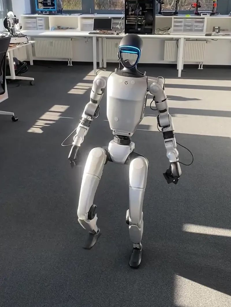Humanoid robot on a walking test indoors