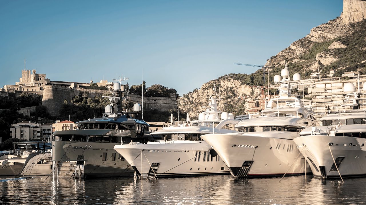 Superyachts at Port Hercule during the Monaco Yacht Show